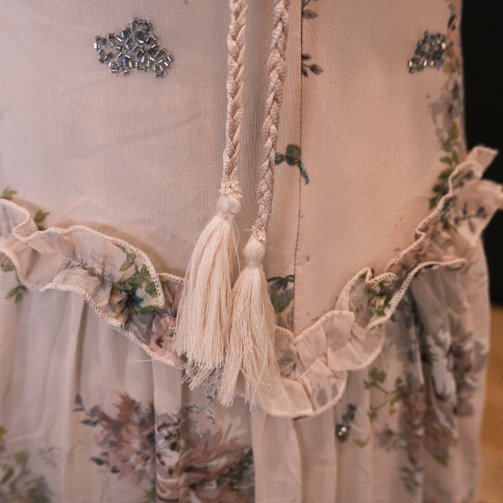 ASOS Design Pink floral chiffon beaded maxi dress - Size US 6 - Picture 7 of 8